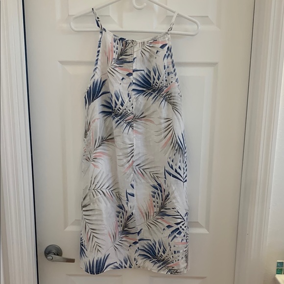 Linen Leaf Print Spaghetti Strap Dress - Picture 3 of 4